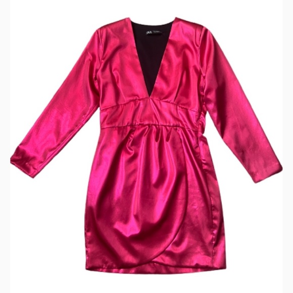 Zara Punk Party Ready  Pink  Metallic Long Sleeve Mini Dress | - Picture 4 of 12